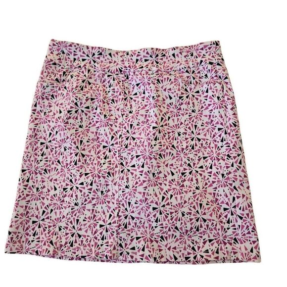 Slim-Sation Womens Geometric Stretch Pull-on Athletic Golf Skort Pink White Sz 8 - Picture 8 of 8